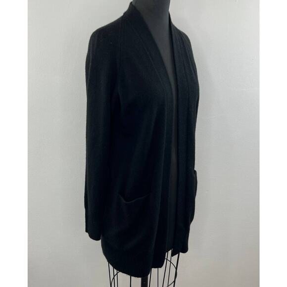 VINCE Black Cashmere Raglan Long Sleeve Open Front Knit Cardigan W/ Pockets XS - Picture 4 of 7